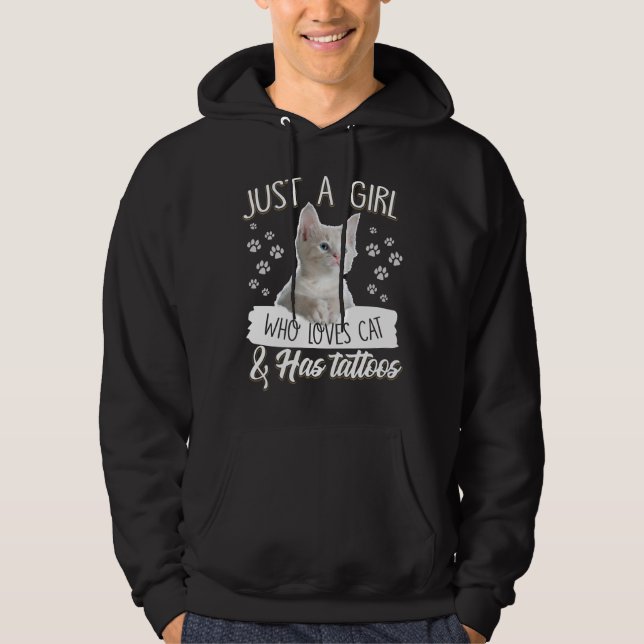 Nur eine Girl Liebe Kitty Cat hat Tattoo Geschenke Hoodie (Vorderseite)
