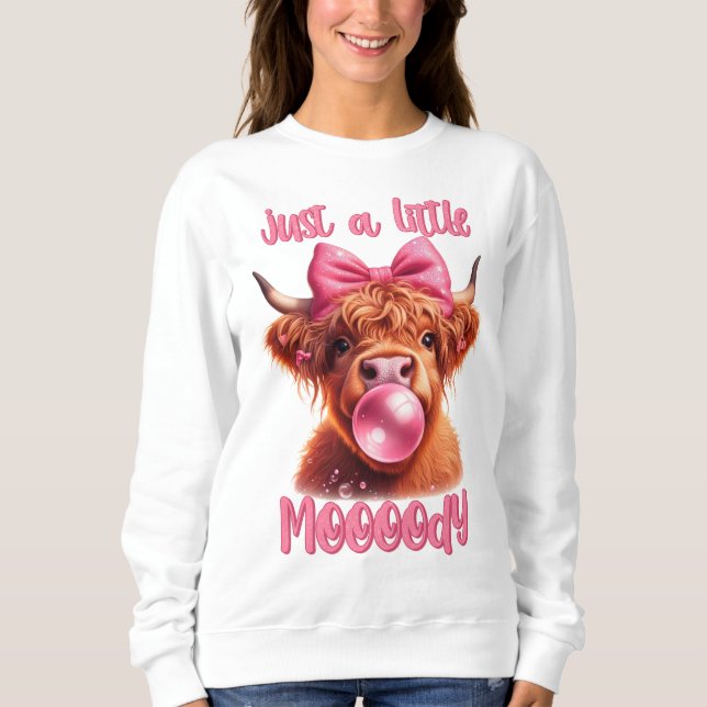 Nur eine kleine Moody Boujee Highland Cow Sweatshirt (Vorderseite)