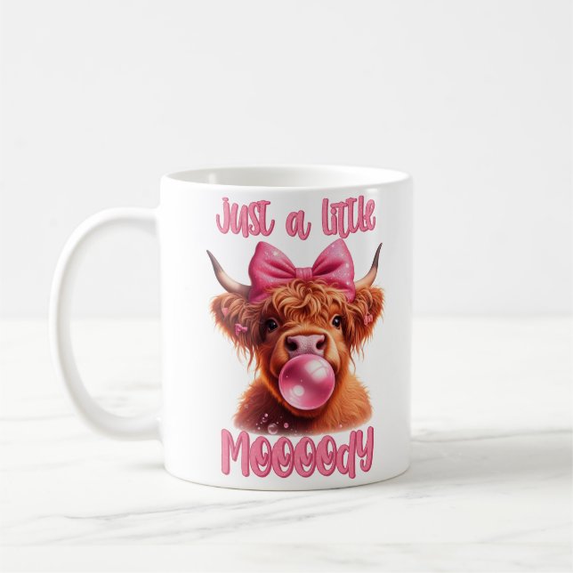 Nur eine kleine Moody Highland Kuh Kaffeetasse (Links)