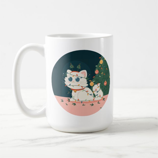 Nur eine Kreatur war aufgebläht: Feierliche Feline Kaffeetasse (Links)