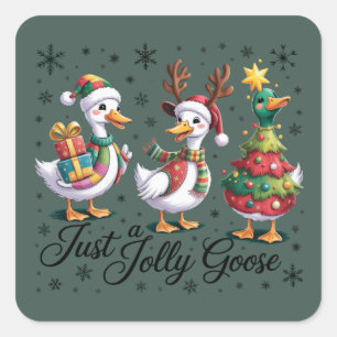 Nur eine lustige Gans Patchwork Weihnachtsente Lus Quadratischer Aufkleber