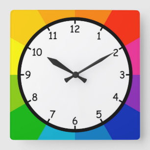 Nur eine lustige und bunte Farbkreis-Wanduhr Quadratische Wanduhr