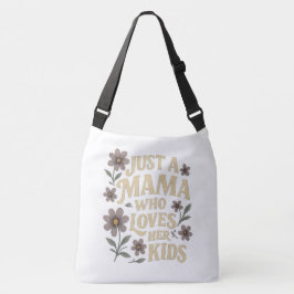 Nur eine Mama, die ihre Kinder Liebe Retro Blumenk Tragetaschen Mit Langen Trägern