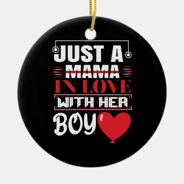 Nur eine Mama in Liebe mit ihrem Jungen Valentine Keramik Ornament (Vorne)