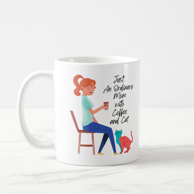 Nur eine normale Mutter mit Kaffee und Katze Kaffeetasse (Links)