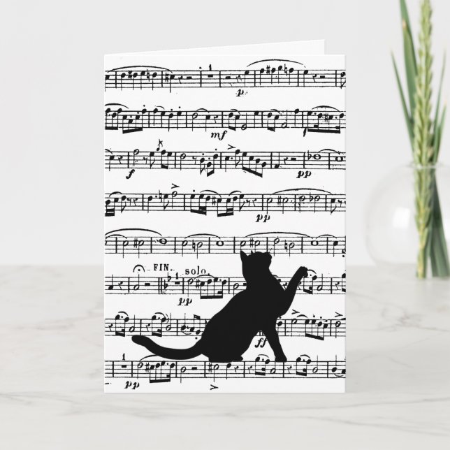Nur eine Note, eine schwarze Katze auf Musik Karte (Vorderseite)
