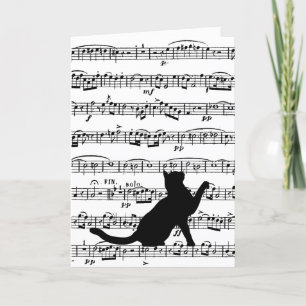 Nur eine Note, eine schwarze Katze auf Musik Karte