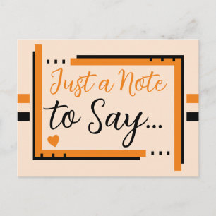 Nur eine Notiz um orange schwarz zu sagen Postkarte