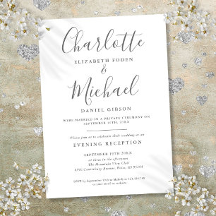 Nur-Empfang Graue Und Weiße Schrift Hochzeit Einladung