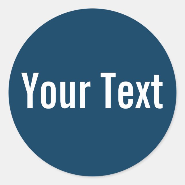 NUR FARBE | Darl blau + Ihr Text Runder Aufkleber (Vorderseite)