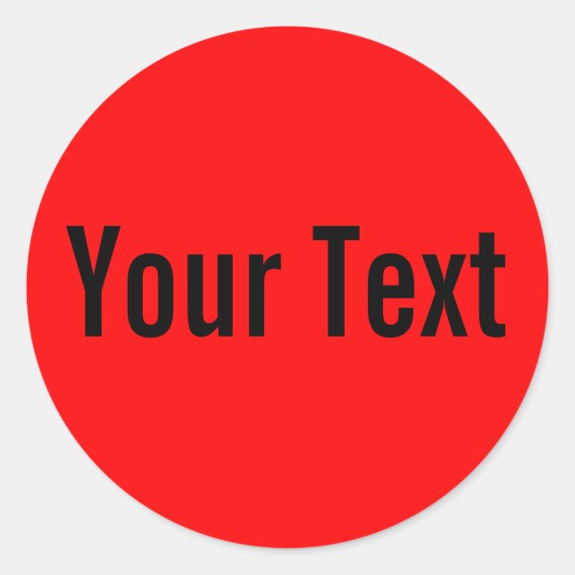 NUR FARBE | Feuerrot + Ihr Text Runder Aufkleber (Vorderseite)