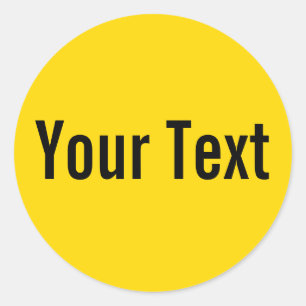 NUR FARBE   Gelb + Ihr Text Runder Aufkleber