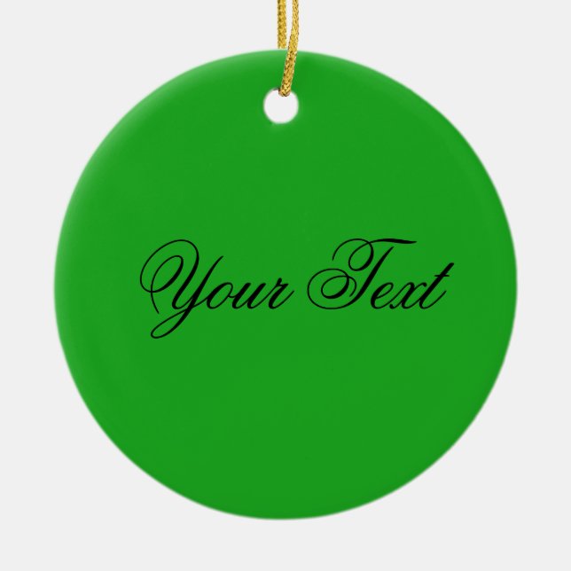 NUR FARBE / Gras grün + Ihr Text Keramik Ornament (Vorne)