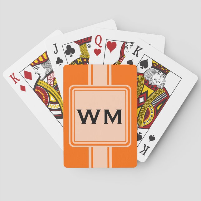 NUR FARBE/KNOPF-FAHNEN-Weiß + Monogramm Spielkarten (Rückseite)