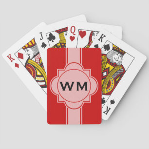 NUR FARBE/KNOPF-FAHNEN-Weiß + Monogramm Spielkarten