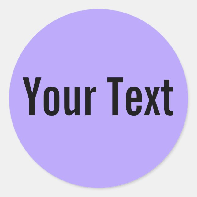 NUR FARBE | Leichte Violette + Ihr Text Runder Aufkleber (Vorderseite)