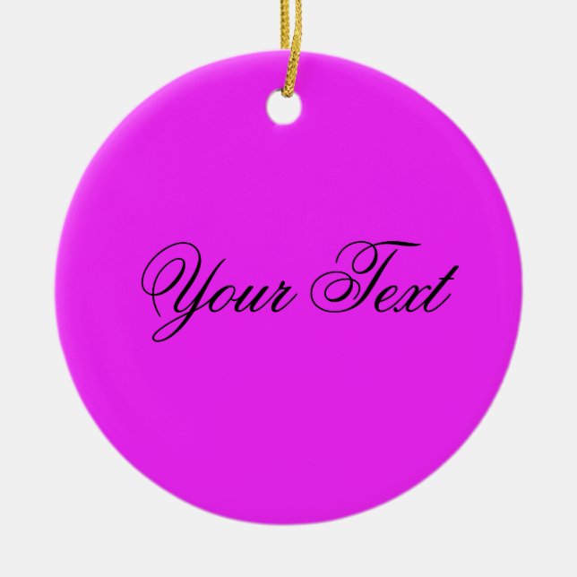 NUR FARBE / Pink + Ihr Text Keramikornament (Vorne)