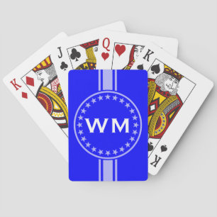 NUR FARBE/SCHALTFLÄCHE, weiß + Monogramm Spielkarten