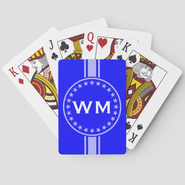 NUR FARBE/SCHALTFLÄCHE, weiß + Monogramm Spielkarten (Rückseite)