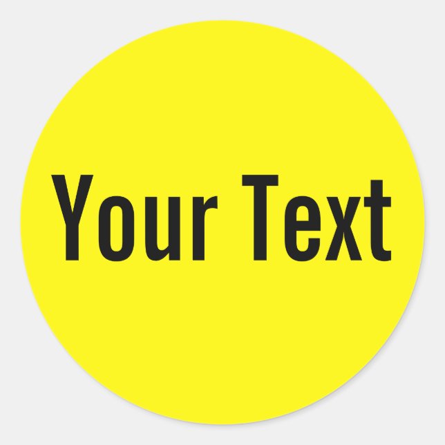 NUR FARBE | Zitrone + Ihr Text Runder Aufkleber (Vorderseite)