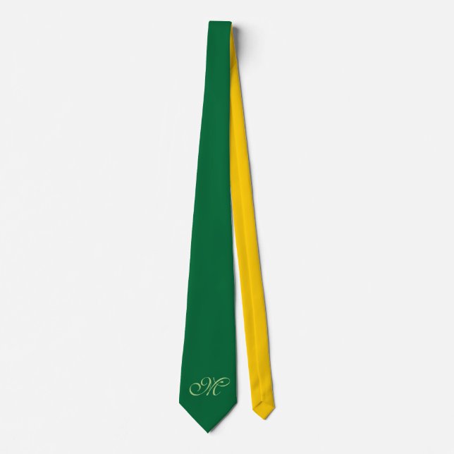 Nur Farbhintergrund - grün gelb + monogramm Krawatte (Vorderseite)