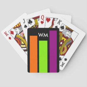 Nur farbige Streifen orange-grüne Pflaume + Monogr Spielkarten