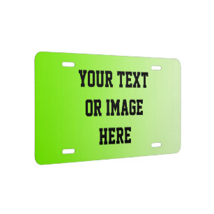 NUR FARBsteigungen - Neongrün + Ihr Text US Nummernschild