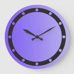 NUR FARBSTOFFE, violett - Ring & Punkte schwarz Große Wanduhr