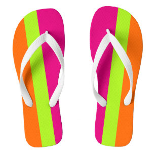 NUR FARBSTREIFEN - federgrün, orange Flip Flops