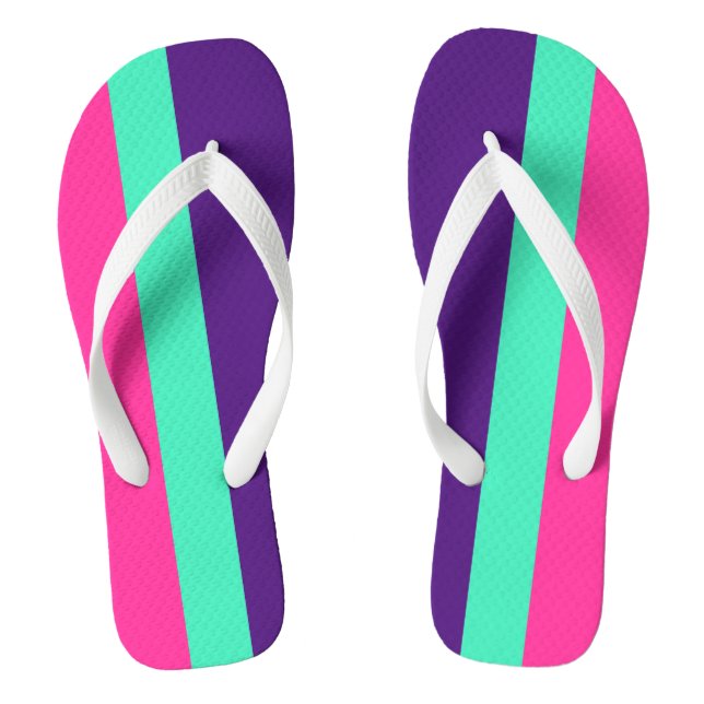 NUR FARBSTREIFEN - Minze, Rosa Flip Flops (Fußbett)