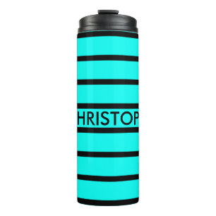 NUR FARBSTREIFEN - Türkis + Ihre Farbe & Idee Thermosbecher