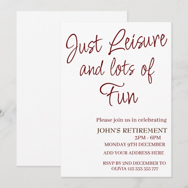 Nur Freizeit und viel Spaß beim Sonnenaufgang Einladung (Vorne/Hinten)