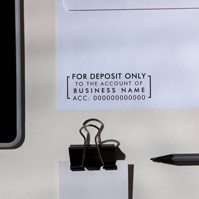 Nur für Einlagen | Einfaches Bankkonto Permastempel (Rubber Stamp Mock-up)