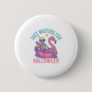 Nur für Halloween Skeleton Flamingo Beach Gewartet Button
