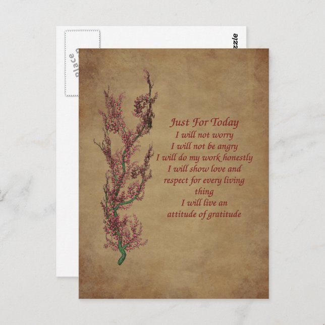 Nur für heute Gebet Inspiration Postkarte (Vorne/Hinten)