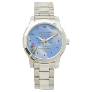Nur für heute Schmetterlingsmoptik Blume Inspirat Armbanduhr