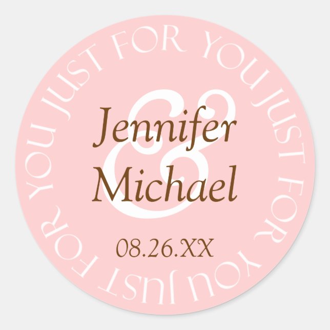 Nur für Sie Gastgeschenk Hochzeit Labels Runder Aufkleber (Vorderseite)
