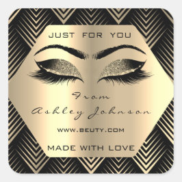 Nur für Sie gemacht mit Liebe Sepia Gold Eyes Make Quadratischer Aufkleber