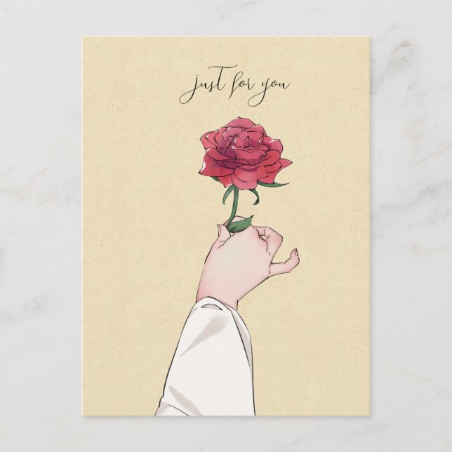 Nur für Sie rote Rose Postkarte (Vorderseite)