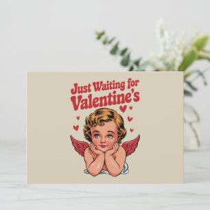 Nur Gewartet für Valentins Retro Baby Cupid Liebe Feiertagskarte