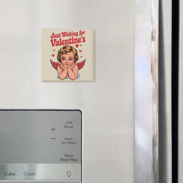Nur Gewartet für Valentins Retro Baby Cupid Liebe Magnet (In Situ (Kühlschrank))