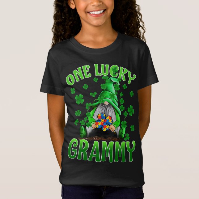 Nur Glück Grammy Gnomes Autism St Patrick's Day T-Shirt (Vorderseite)