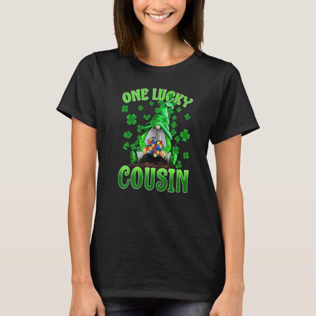 Nur Glückliche Cousin Gnome Autismus St. Patrick's T-Shirt (Vorderseite)
