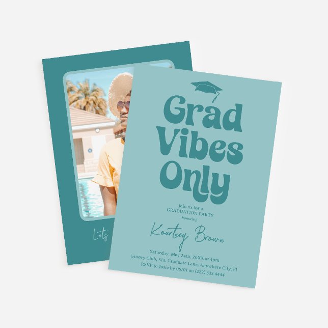 Nur Graduierungspartei von Retro Grad Vibes Einladung (Von Creator hochgeladen)