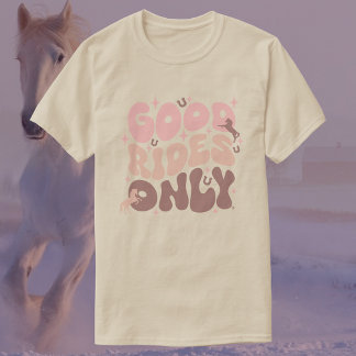 Nur gute Fahrten | Groovy Retro Pink Horse T-Shirt