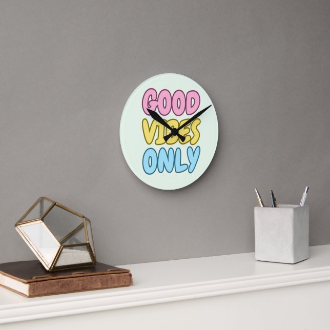 Nur gute Vibes Acryl Wanduhr (Büro)