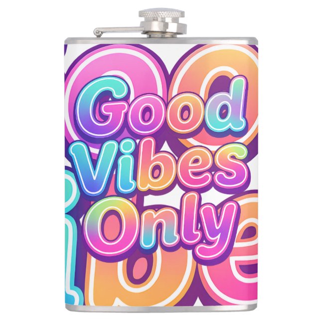 Nur Gute Vibes Farbige Typografie Geschenk Design Flachmann (Vorderseite)