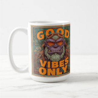 Nur Gute Vibes Kaffeetasse – Fettes Gorilla-Design