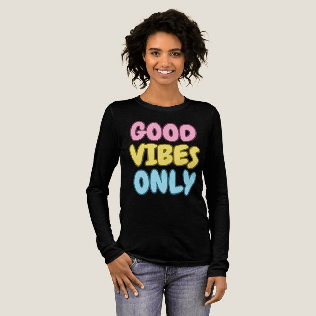 Nur gute Vibes Langarmshirt Tri-Blend Shirt (Volle Vorderseite)