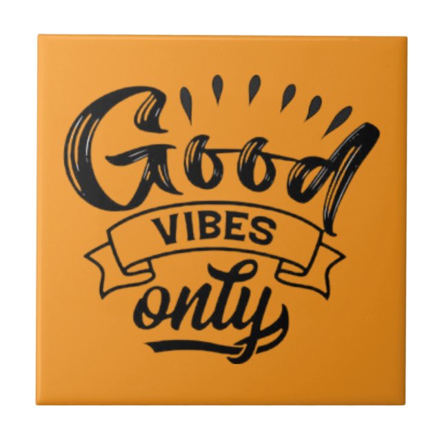 Nur gute Vibes Pinsel-Typografie Fliese (Vorderseite)